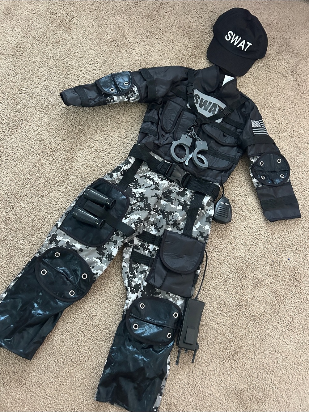 Halloween Swatt KidsCostume - Black & Gray Camo 5/6